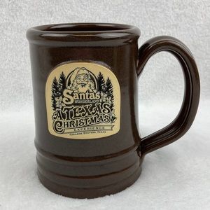 Deneen Pottery Co. Stoneware Santa Mug College Station Texas 5”